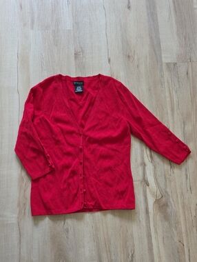 George Red Button-Front Women’s Cardigan